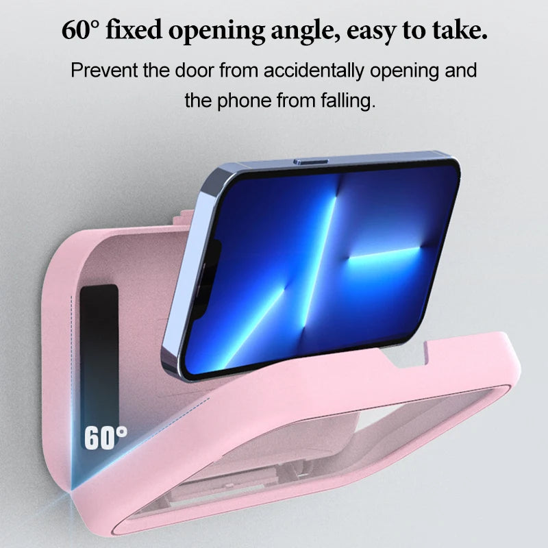 Waterproof mobile phone box with 360° rotation punch free bathing artifact anti fog mobile phone box for kitchen wall waterproof Peaceful Pleasures Health and Wellness