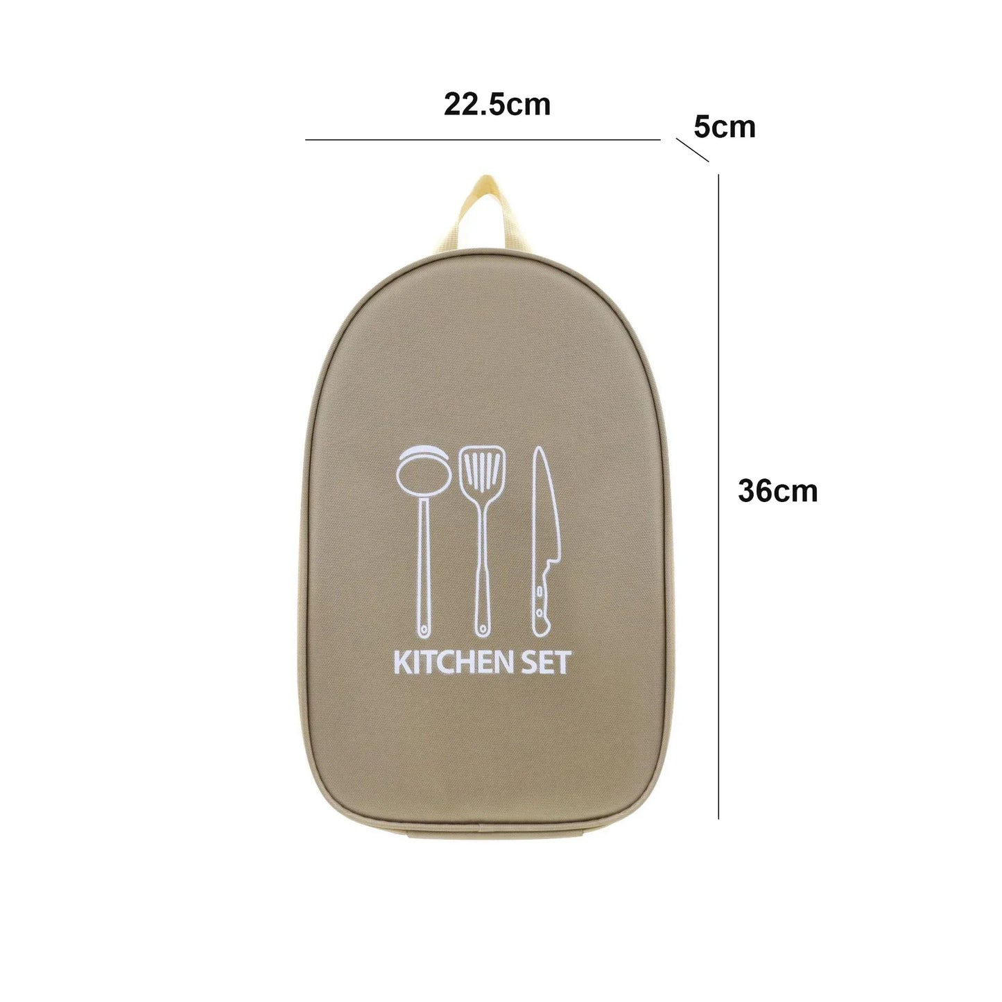 Outdoor Cookware Portable Storage Bag Outdoor Camping Kitchenware Storage Bag Tableware Picnic Supplies Camping Tools Storage Peaceful Pleasures Health and Wellness Beige storage bag