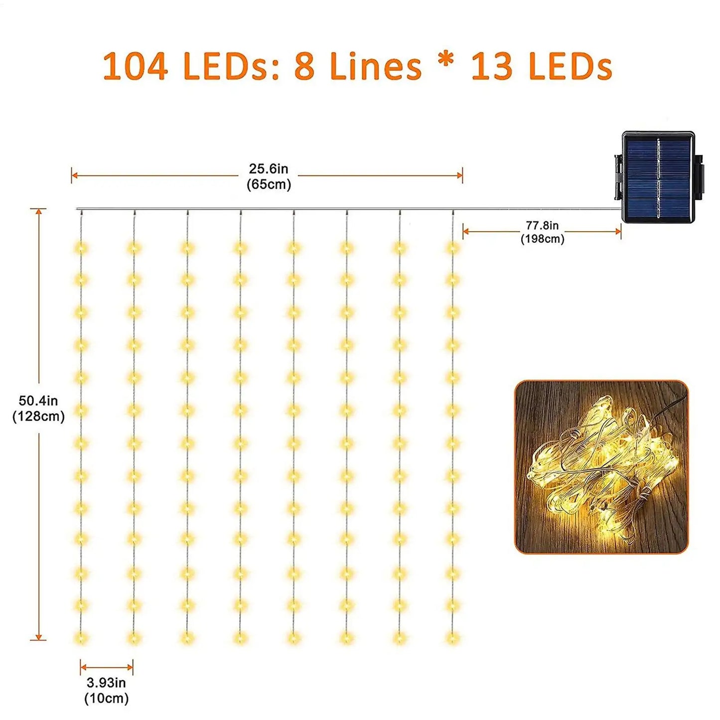 Solar Umbrella String Lights 104 LED | 8 Modes IP67 Waterproof