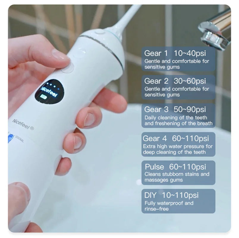 Portable Water Flosser – IPX7, 6 Modes & 5 Nozzle Heads