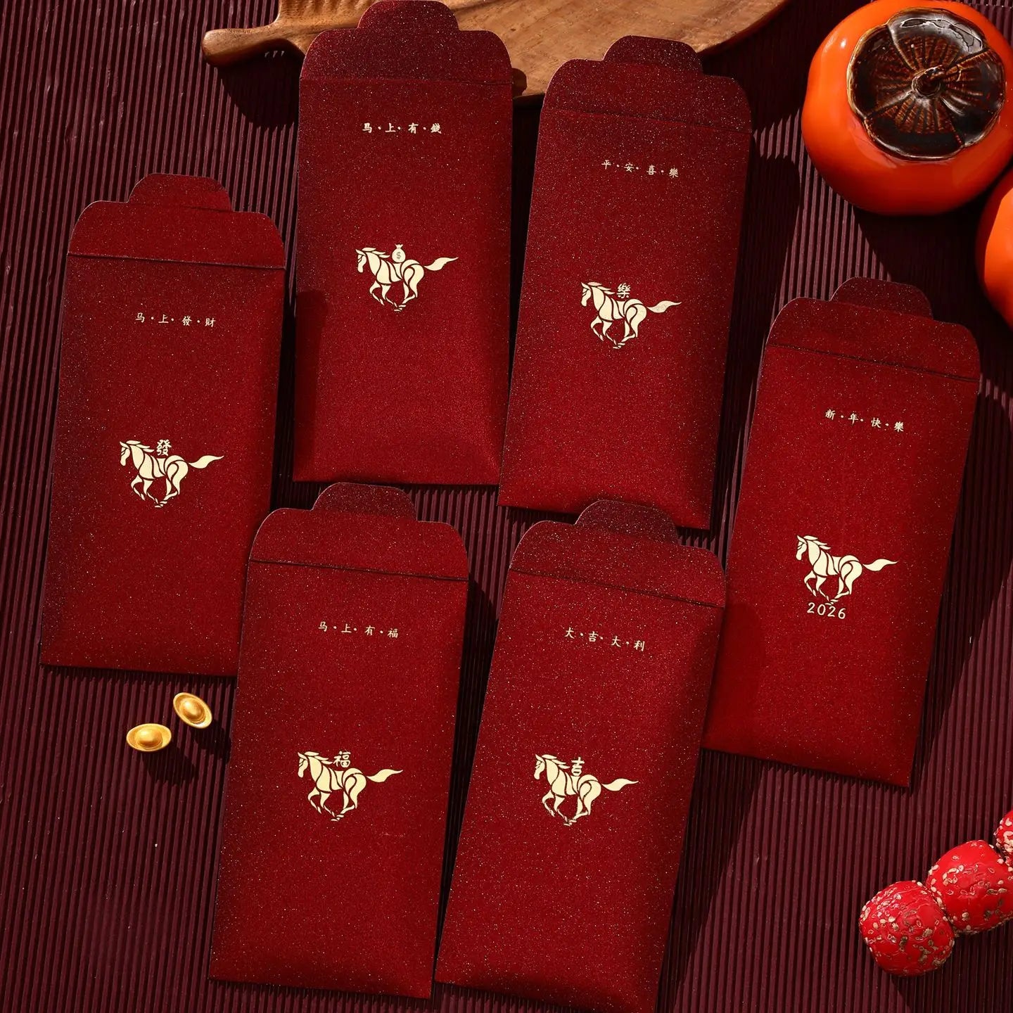 2026 Year of the Horse Red Envelopes 6pcs | Lucky Hong Bao