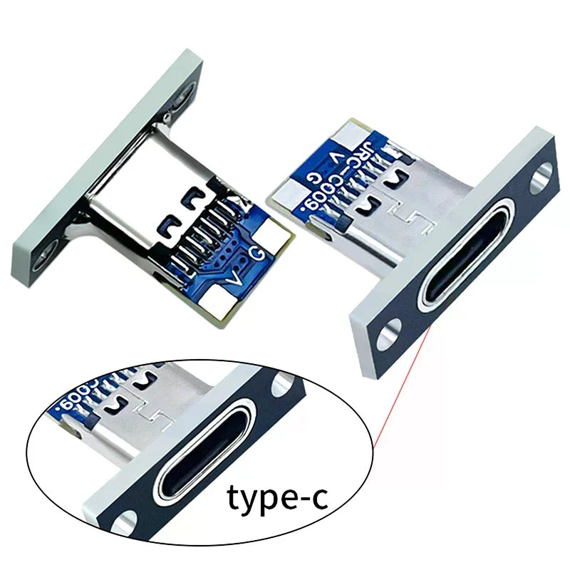 5-Pack USB 3.1 Type-C Female Socket Connector with Fastening Plate