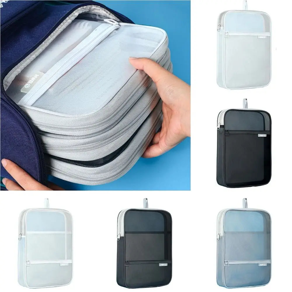 Portable Mesh Zipper Pouch Bag Thickened Waterproof Transparent File Holder Large Capacity Breathable Document Organizer Peaceful Pleasures Health and Wellness