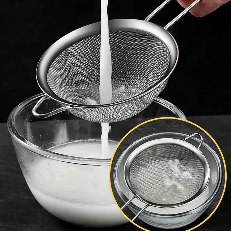 Set of 3 Fine Mesh Strainer Stainless Steel Fine Skimmer Food Strainer with Long Handle Kitchen Tool Peaceful Pleasures Health and Wellness