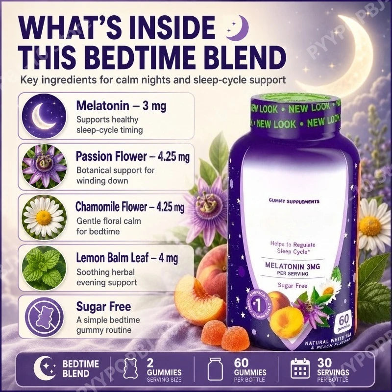 Sleep Gummies – Melatonin 3mg, Chamomile & Lemon Balm | 60ct