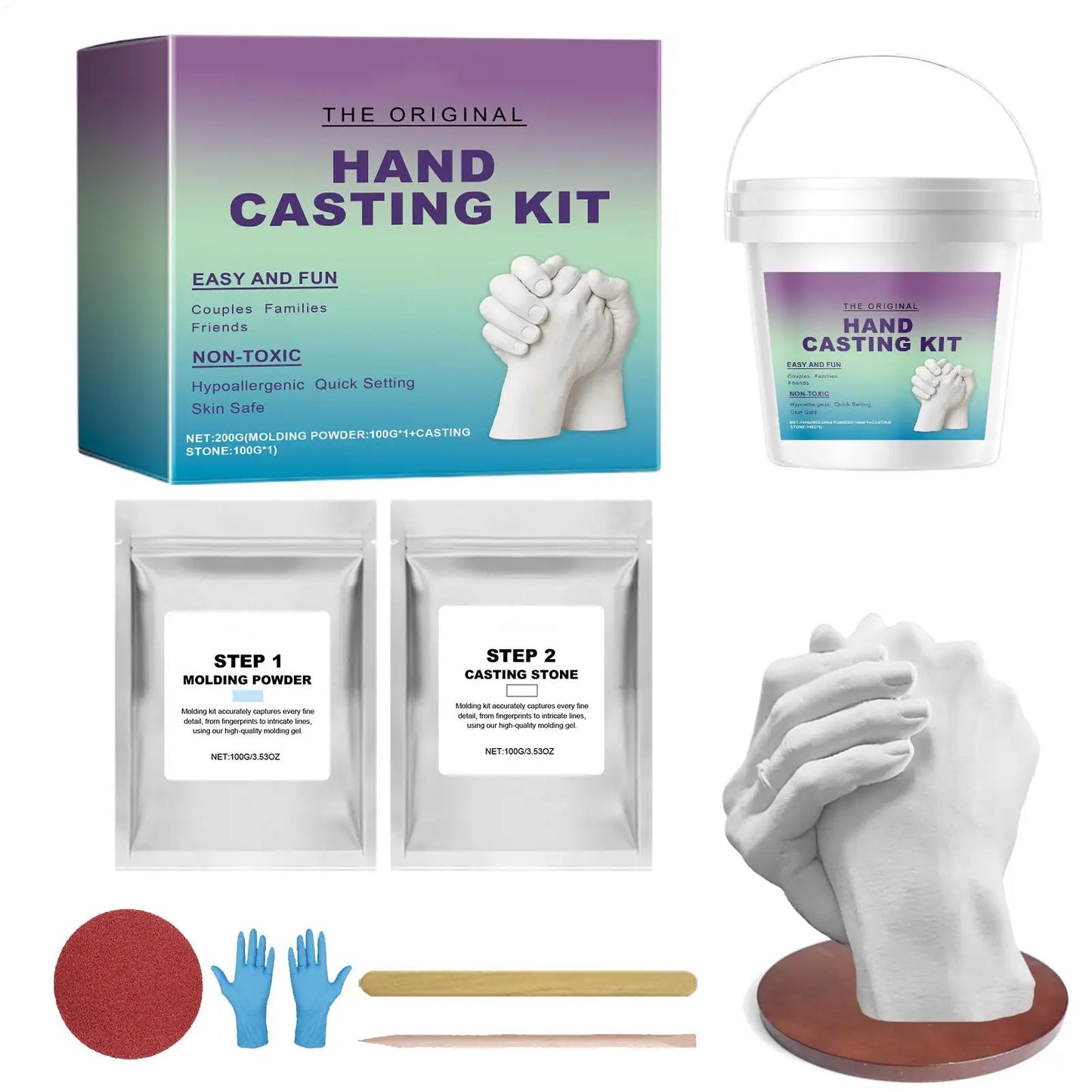Hand Casting Kit DIY Plaster Mold Sculpture Tool Couples Hand Mold Keepsake For Family Friends, Valentine Mothers Day Wedding Peaceful Pleasures Health and Wellness