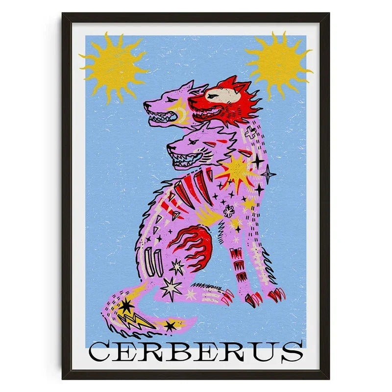 Japanese Okinawa Bauhaus Geometric Snake Canvas Wall Art Print