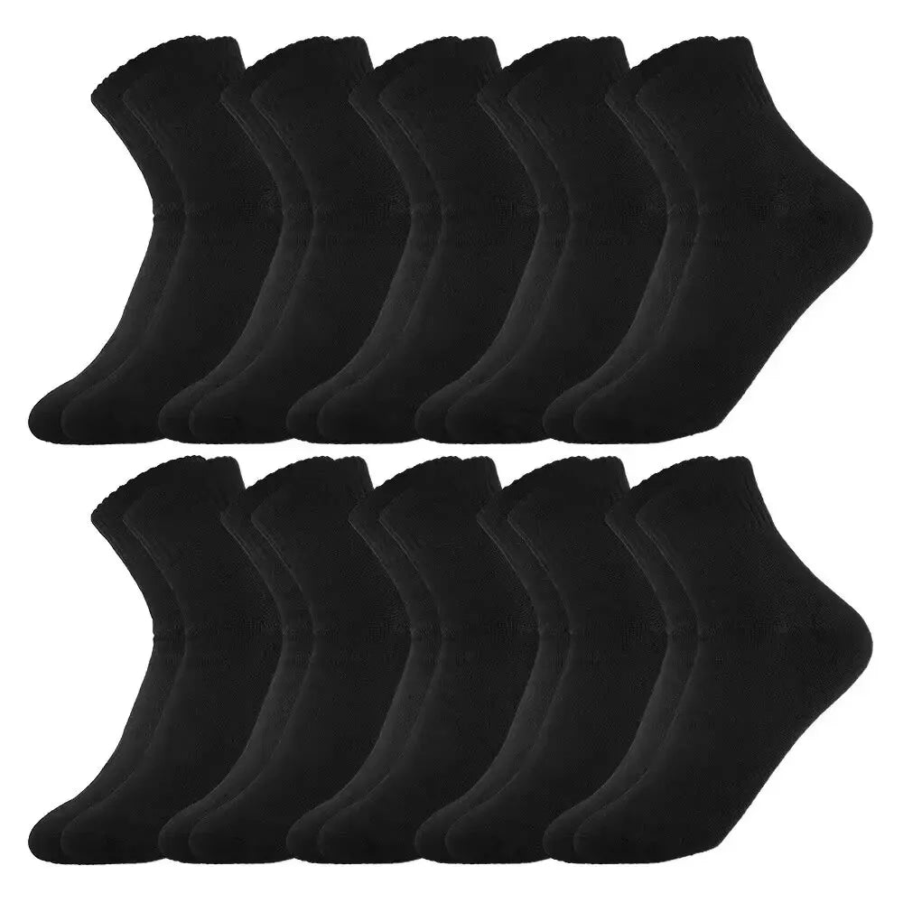 10 Pairs of Men's Mid-Calf Socks Cotton Socks for All Seasons, Solid Color and Versatile Peaceful Pleasures Health and Wellness 10 Black One Size
