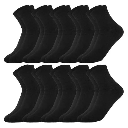 10 Pairs of Men's Mid-Calf Socks Cotton Socks for All Seasons, Solid Color and Versatile Peaceful Pleasures Health and Wellness 10 Black One Size