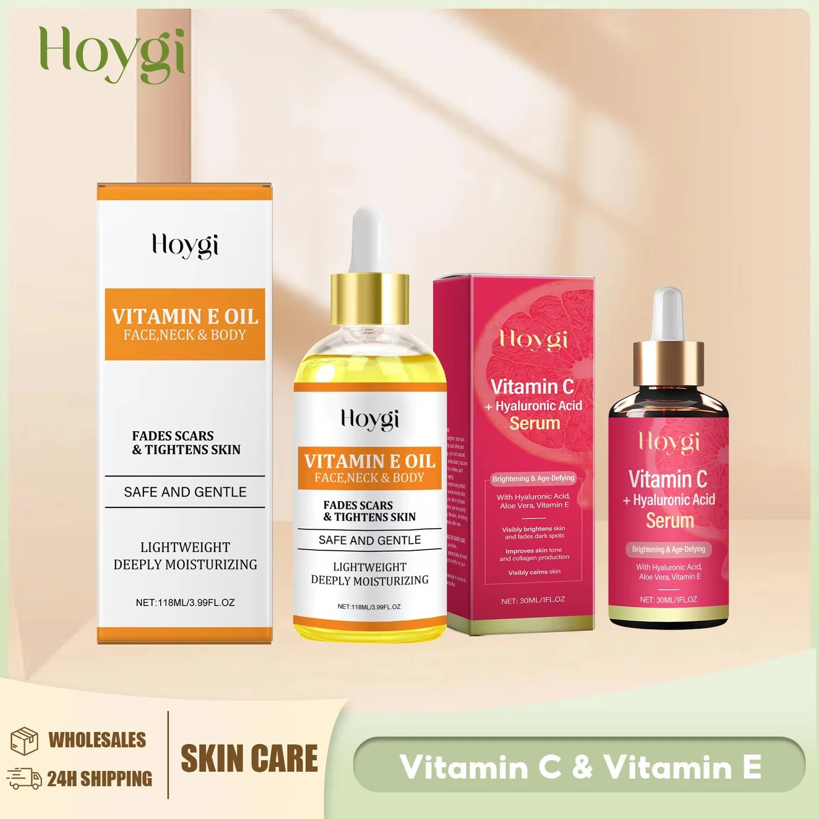 Vitamin C Serum for Face Vitamin E Essential Oil Brightening Fade Melanin Reduce Dark Spots Anti Acne Nourish Skin Care Products Peaceful Pleasures Health and Wellness