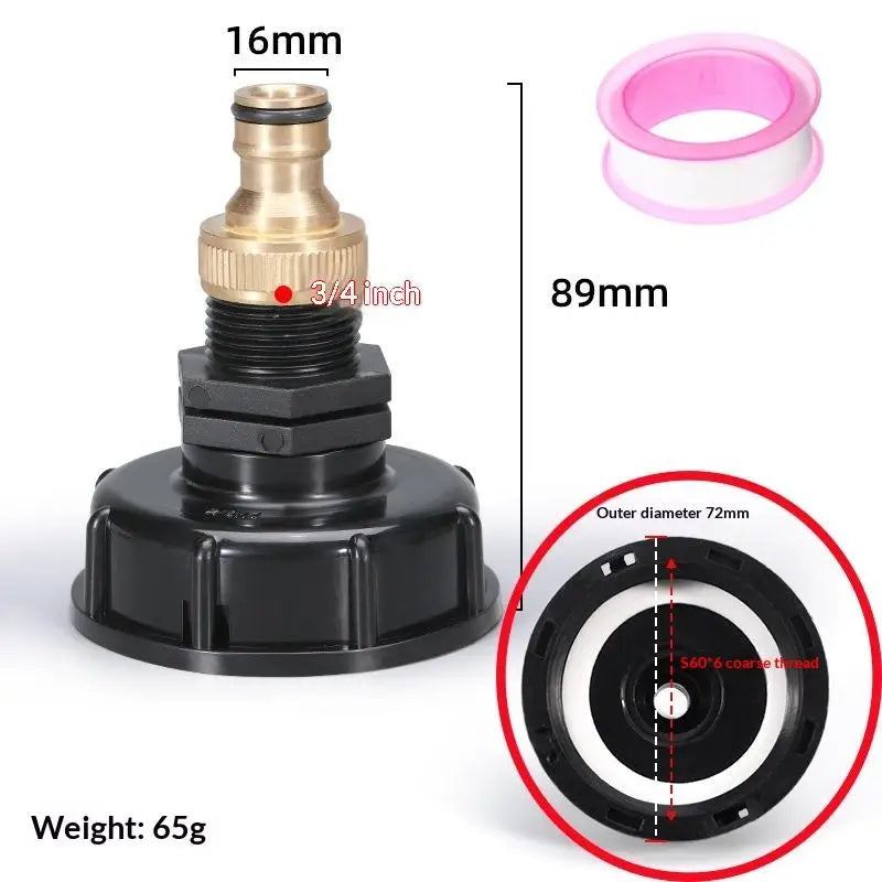 IBC Tank Valve Adapter 1/2" & 3/4" Hose Connector 60mm Thread IBC Tank Adapter Peaceful Pleasures Health and Wellness A3 6 points