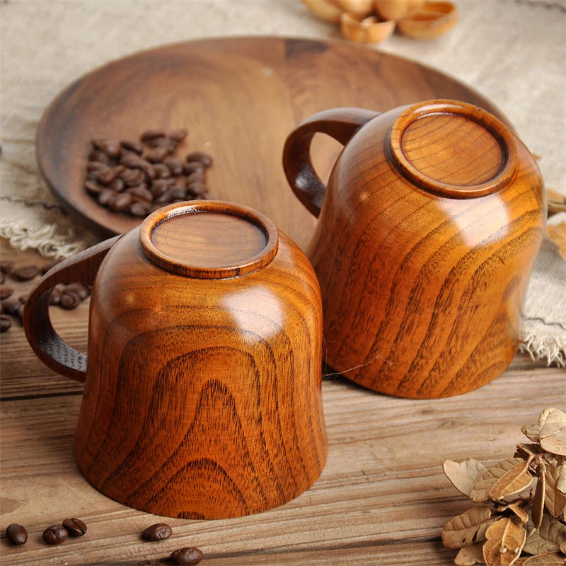 Handmade Natural Wood Mug – Japanese Style Tea, Coffee & Drink Cup, Eco-Friendly