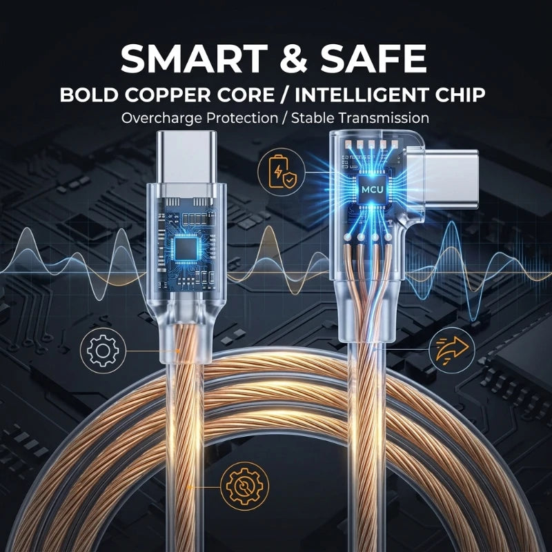 60W USB C To Type C PD 90-Degree Angle Gaming Fast Charging Cable Suitable For Type-C Interface Mobile Phone And Tablet Devices Peaceful Pleasures Health and Wellness