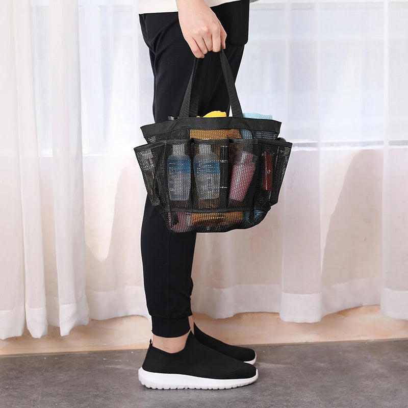 Portable Mesh Shower Caddy Tote Beach Bag Travel Storage Wash Bag Swimming Bath Bag Suitable for Outdoor Camping Quick Dry Tote Peaceful Pleasures Health and Wellness
