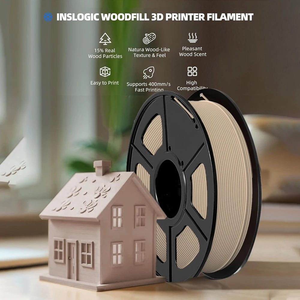 Wood PLA Filament 1.75mm Bundle – 4 Colors, Vacuum Packed