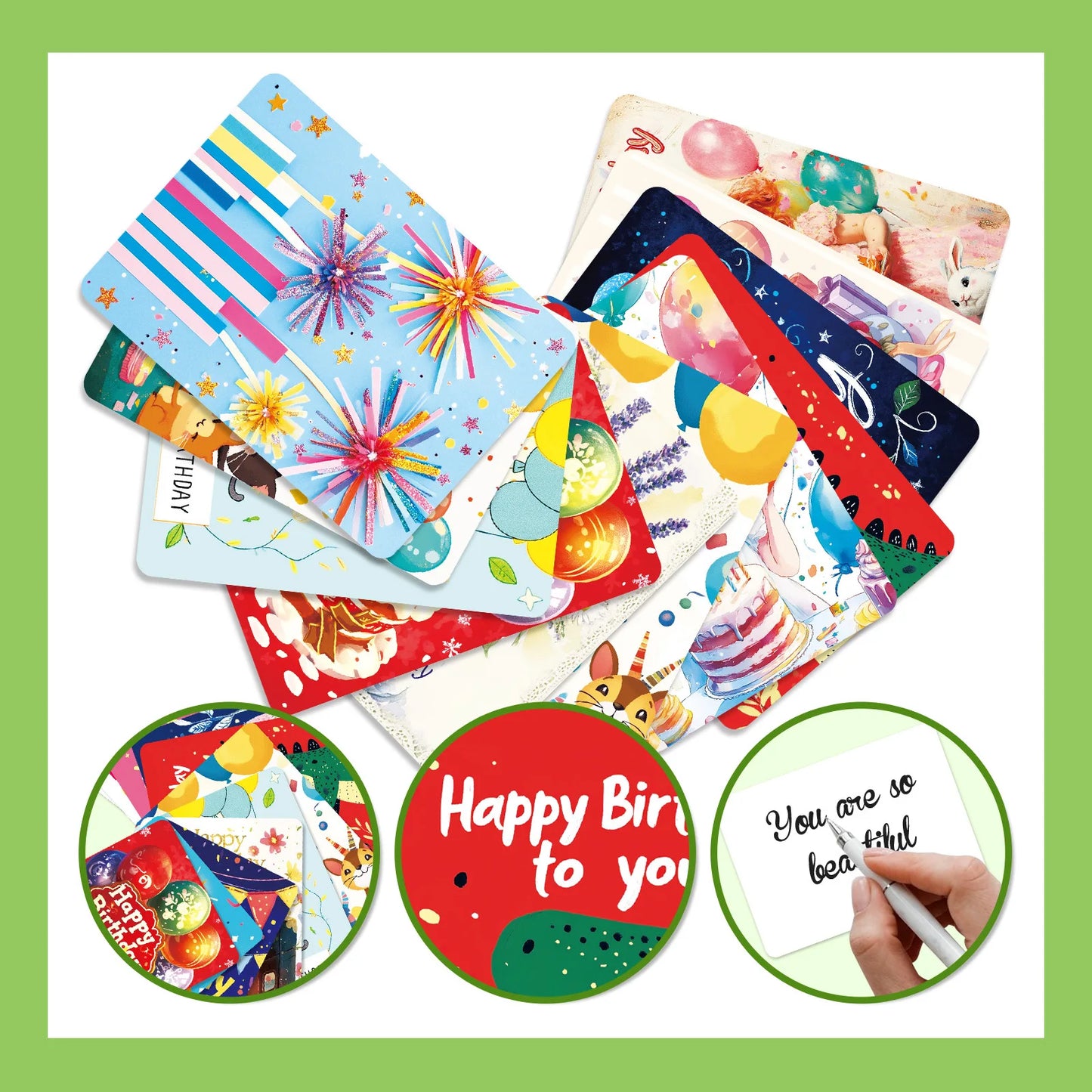 Happy Birthday Cards Non Repetitive Cartoon Patterns Blessings