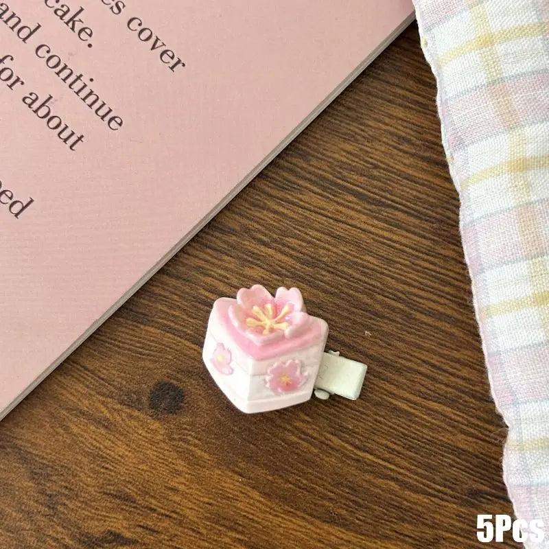 Cherry Blossom Resin Hair Clips Women Girls | 5/6 Pcs Set