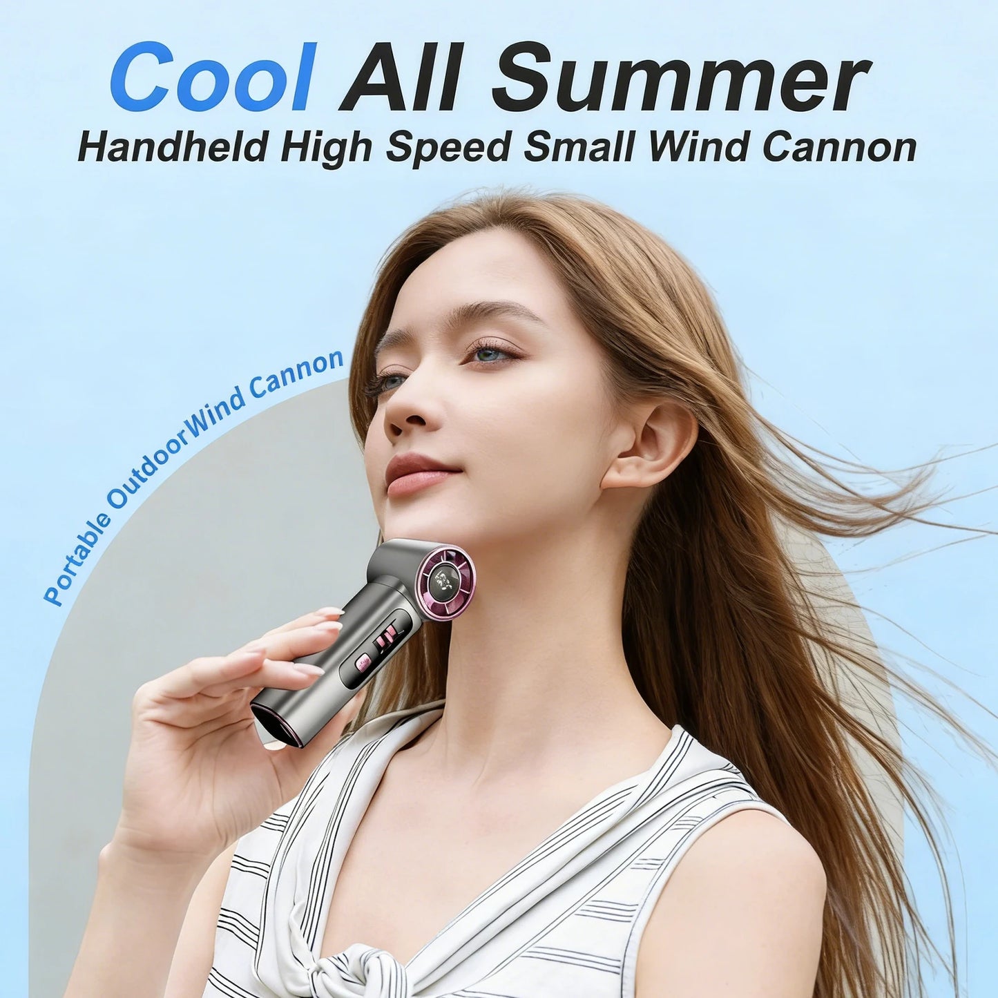 Portable Handheld Turbo Fan Rechargeable Personal Fan 100 Speeds LED Display Cooling Fan Travel Essentials Gifts for Women Men Peaceful Pleasures Health and Wellness