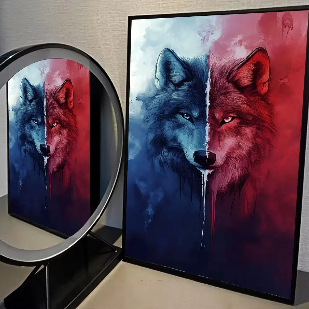 Fantasy Wolf & Crow Canvas Wall Art Poster | Halloween Décor Canvas Wall Art Peaceful Pleasures Health and Wellness ZLH5274 100x150cm No Frame