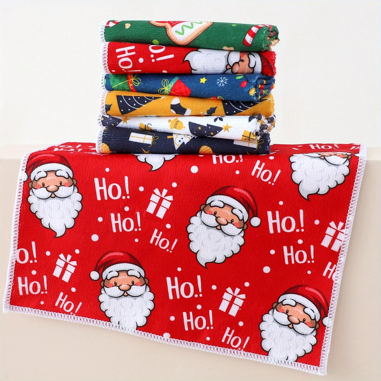 Christmas Tree Hook Kitchen Towel Set Christmas Cartoon Dish Towels Set Christmas Gifts Kitchen Towels with Santa Holiday Theme Peaceful Pleasures Health and Wellness