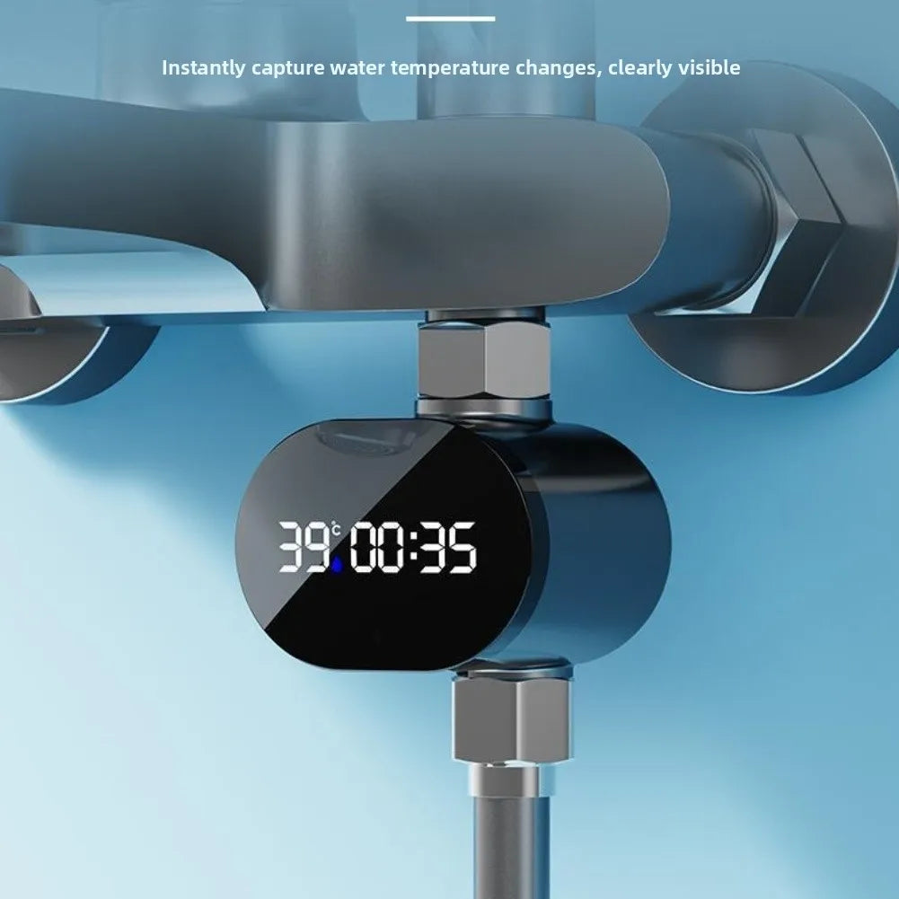 Black Shower Temperature Display LED Digital Water Flow Power