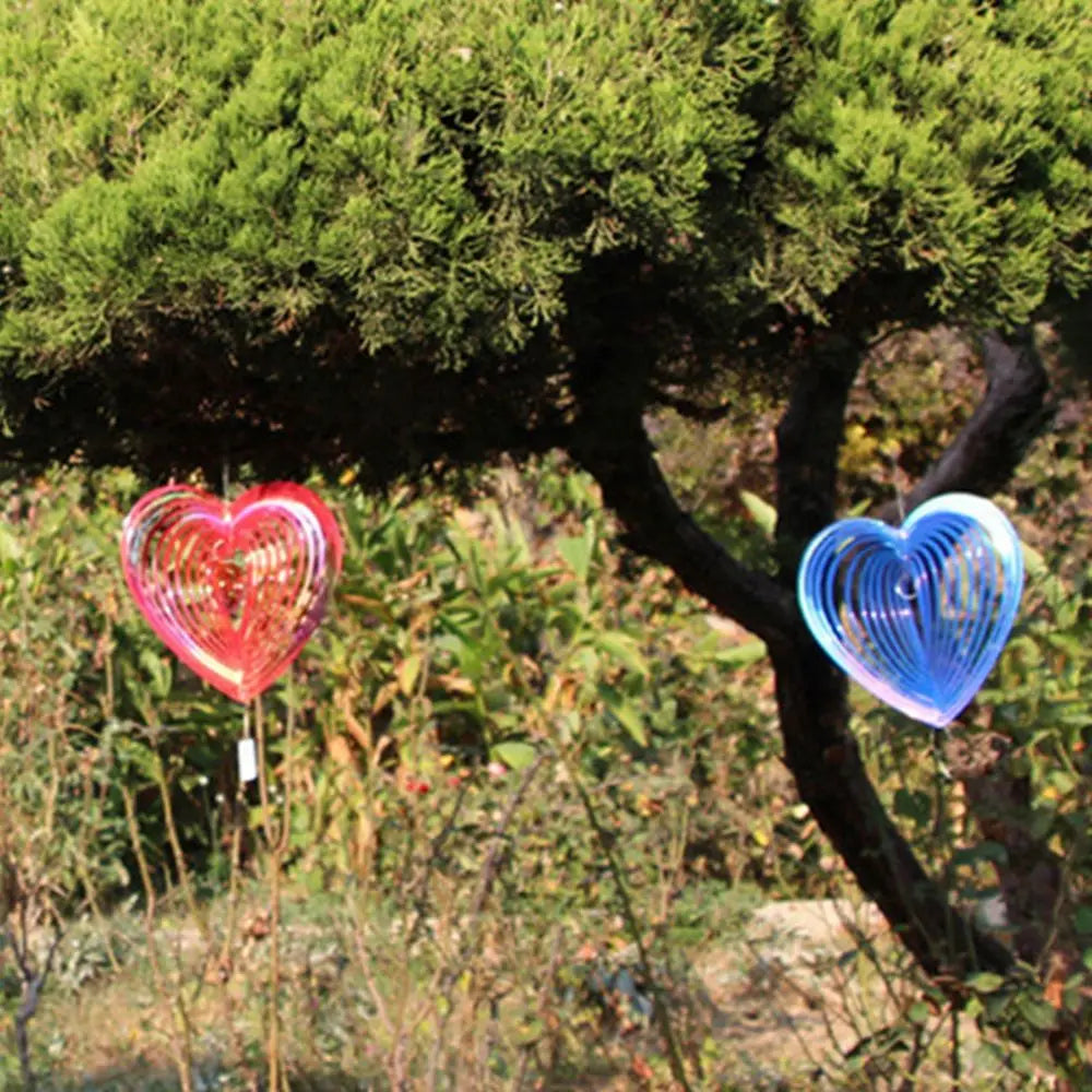 Heart-Shaped Wind Spinner Bird Repeller | Garden Hanging Decor