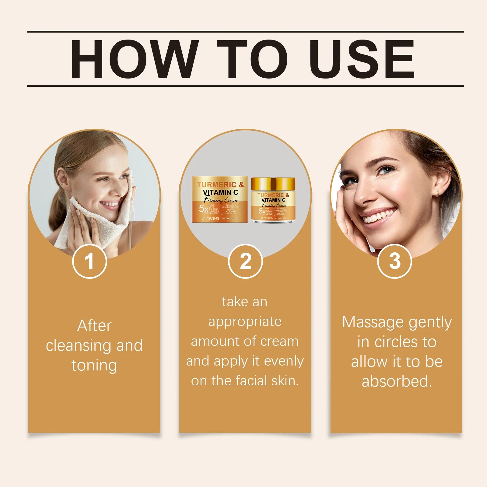 Turmeric Vitamin C Firming Face Cream Anti-Aging Remove Wrinkles Improve Dullness Moisturizing Smoothing Brighting Facial Cream Peaceful Pleasures Health and Wellness