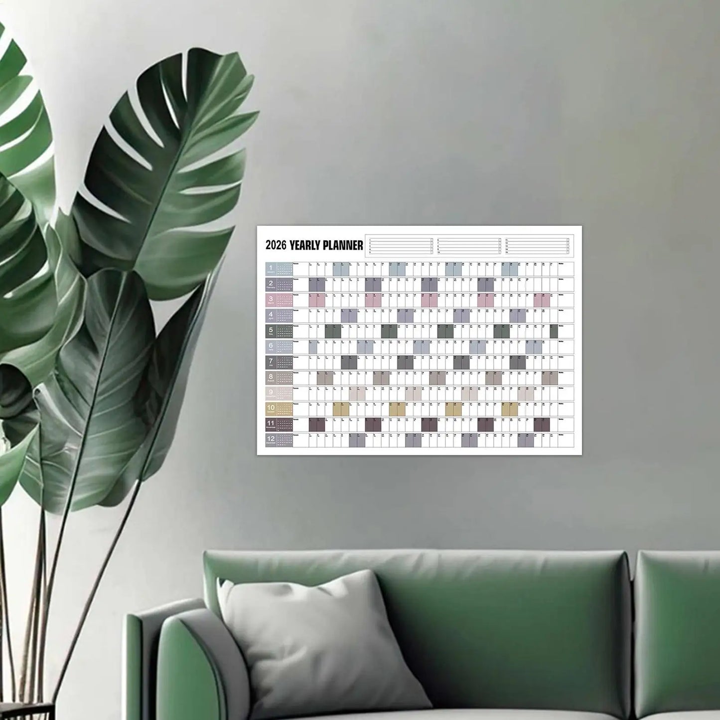 2026 Yearly Wall Calendar Poster with Stickers Large Planning Schedule Home Office Organization Time Management Tool Peaceful Pleasures Health and Wellness