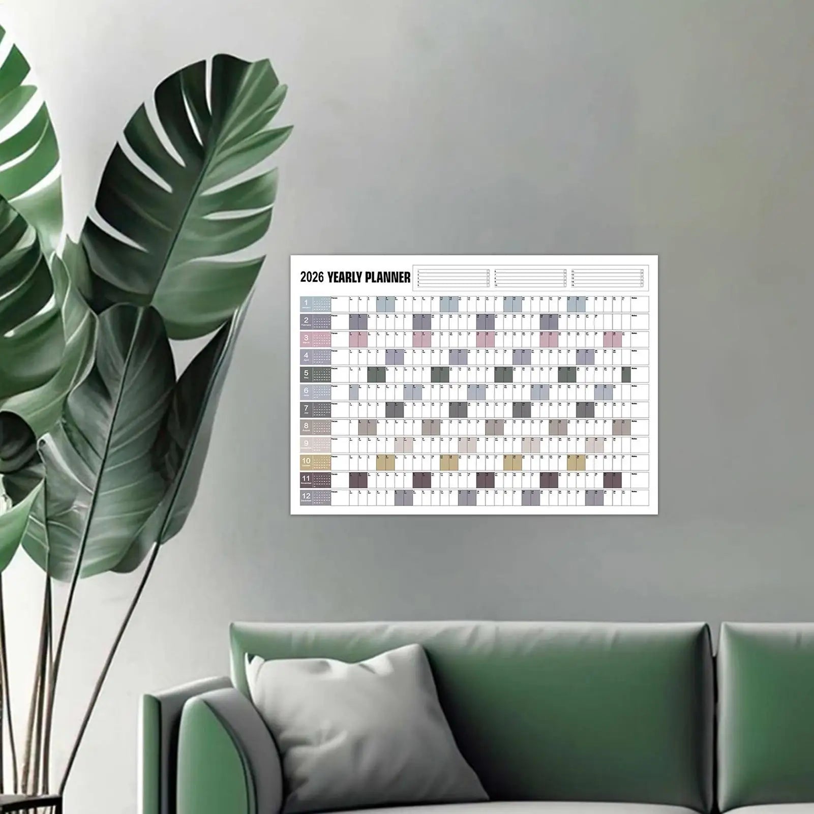 2026 Yearly Wall Calendar Poster with Stickers Large Planning Schedule Home Office Organization Time Management Tool Peaceful Pleasures Health and Wellness