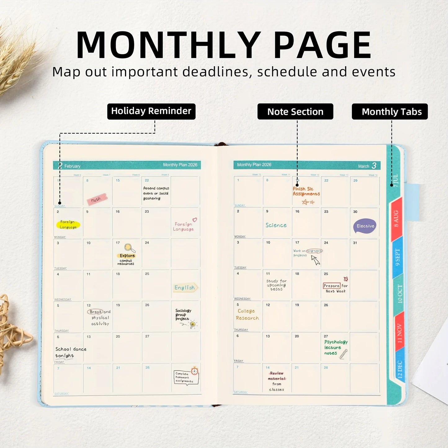 2026 Daily Planner A5 Notebook | Lined Time Management Diary