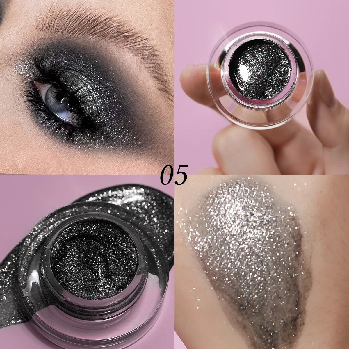 Glitter Gel Eyeshadow | Smokey Shimmer & Pearlescent Finish