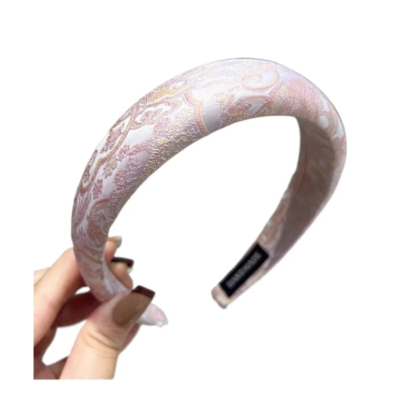 New Chinese Style Printed High Skull Headband with Elegant Temperament Retro Headband for Women Peaceful Pleasures Health and Wellness