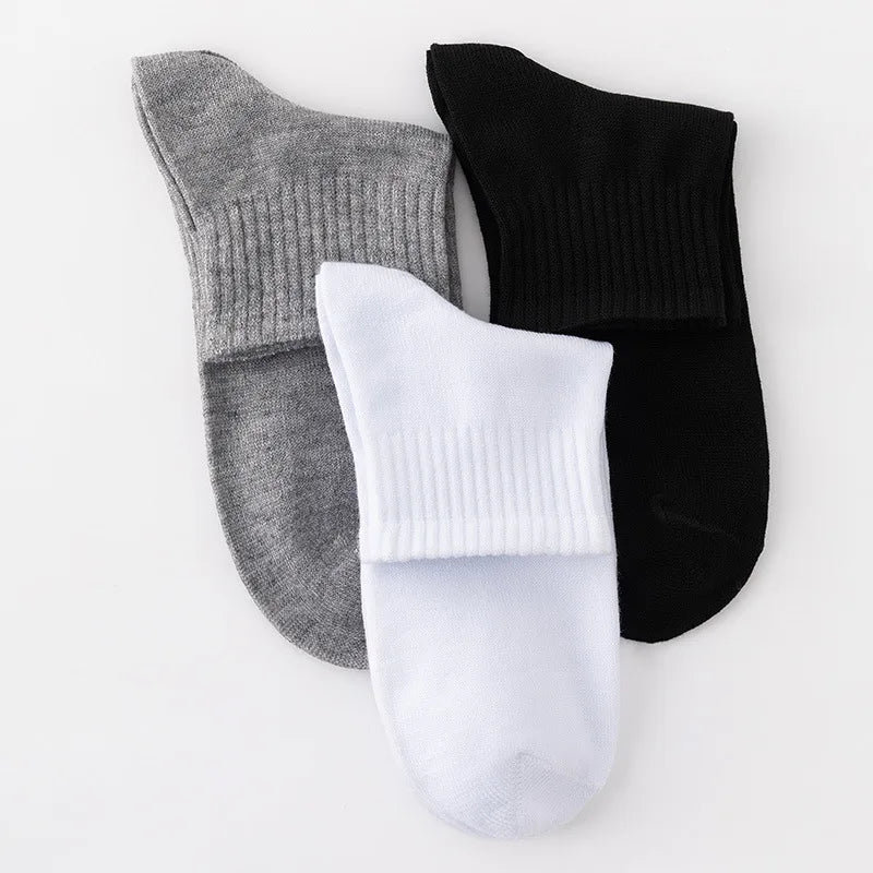 10 Pairs of Men's Mid-Calf Socks Cotton Socks for All Seasons, Solid Color and Versatile Peaceful Pleasures Health and Wellness