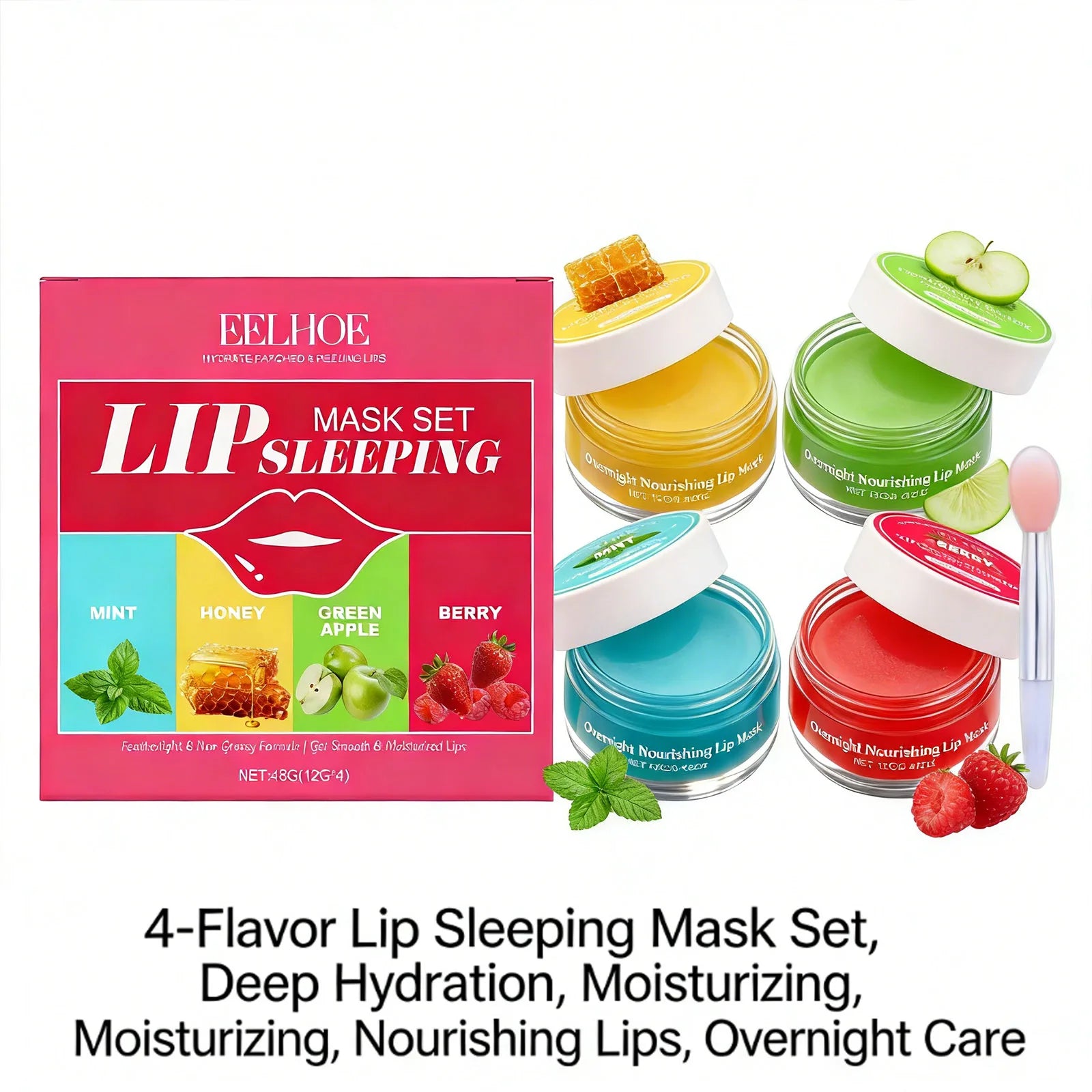 EELHOE 4-Flavor Sleep Lip Mask – Moisturizing Dead Skin Repair Sleep Lip Mask Peaceful Pleasures Health and Wellness