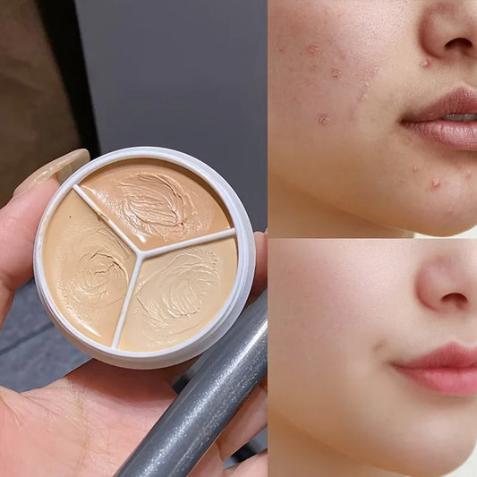 3-Color Concealer Palette Professionally Covers Eyes Dark Circles Spots Pimples Black Lacrimal Groove Repair Foundation Make Up Peaceful Pleasures Health and Wellness