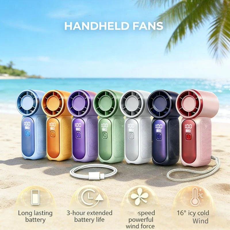 Turbo Mini Handheld Fan USB Rechargeable | 100-Speed Control