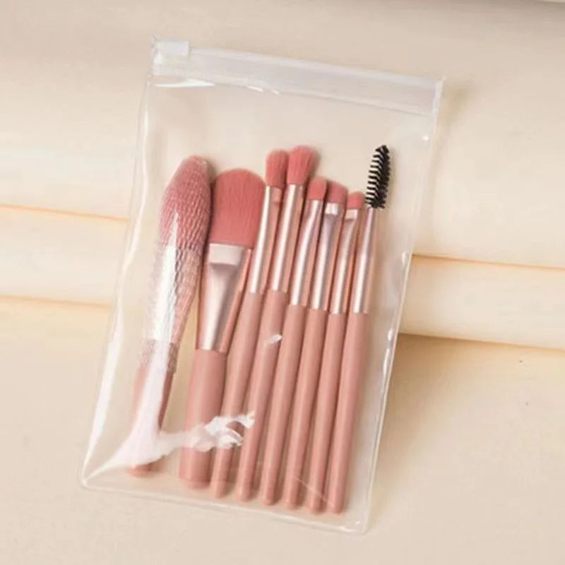 8-Piece Mini Macaron Soft Makeup Brush Set | Beginner Kit