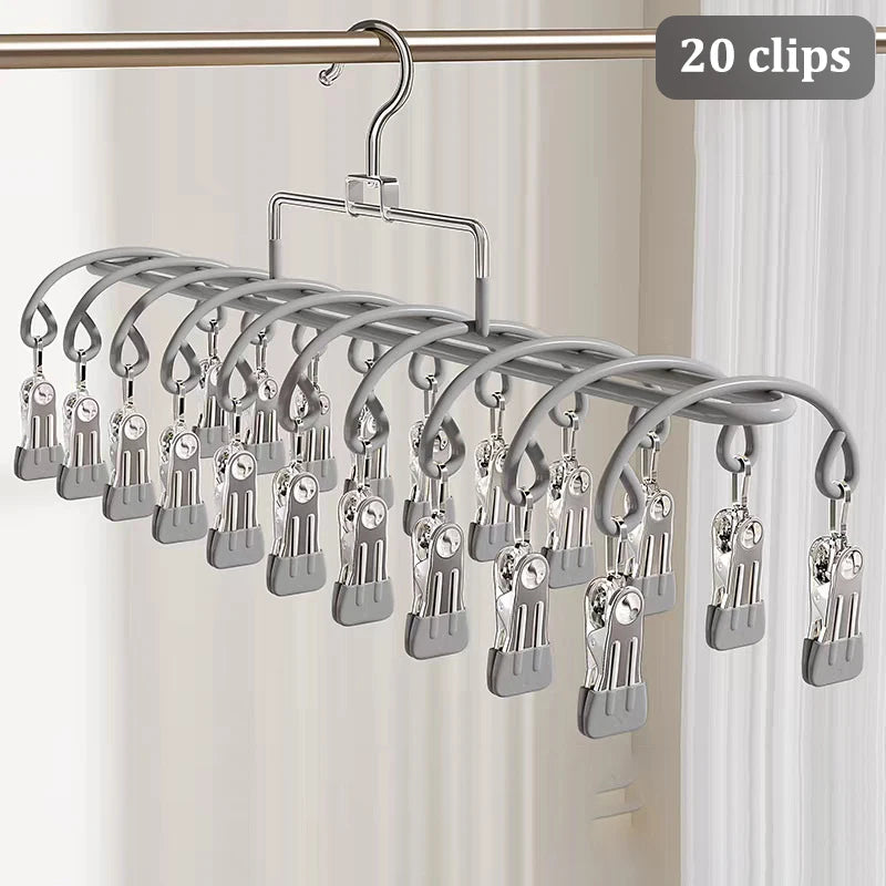 20-Clip Stainless Steel Sock Drying Rack | Indoor & Outdoor Sock Drying Rack Peaceful Pleasures Health and Wellness Grey