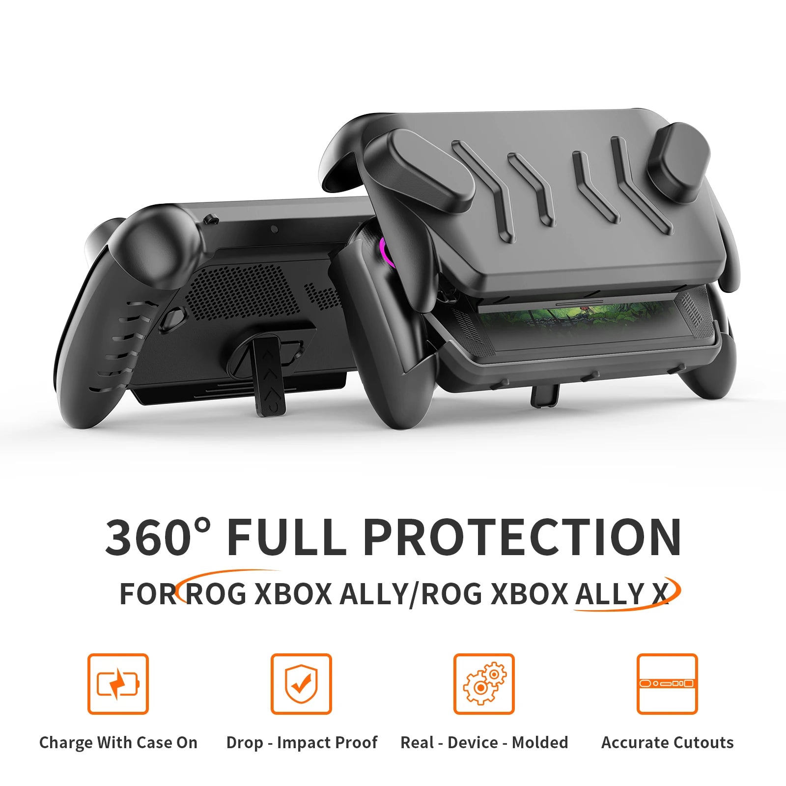 TPU+ABS Case Ergonomic Handle Grip Cover Anti-Drop Handheld Game Console Case Anti-Slip Host Shell For Rog Xbox Ally X Case Peaceful Pleasures Health and Wellness