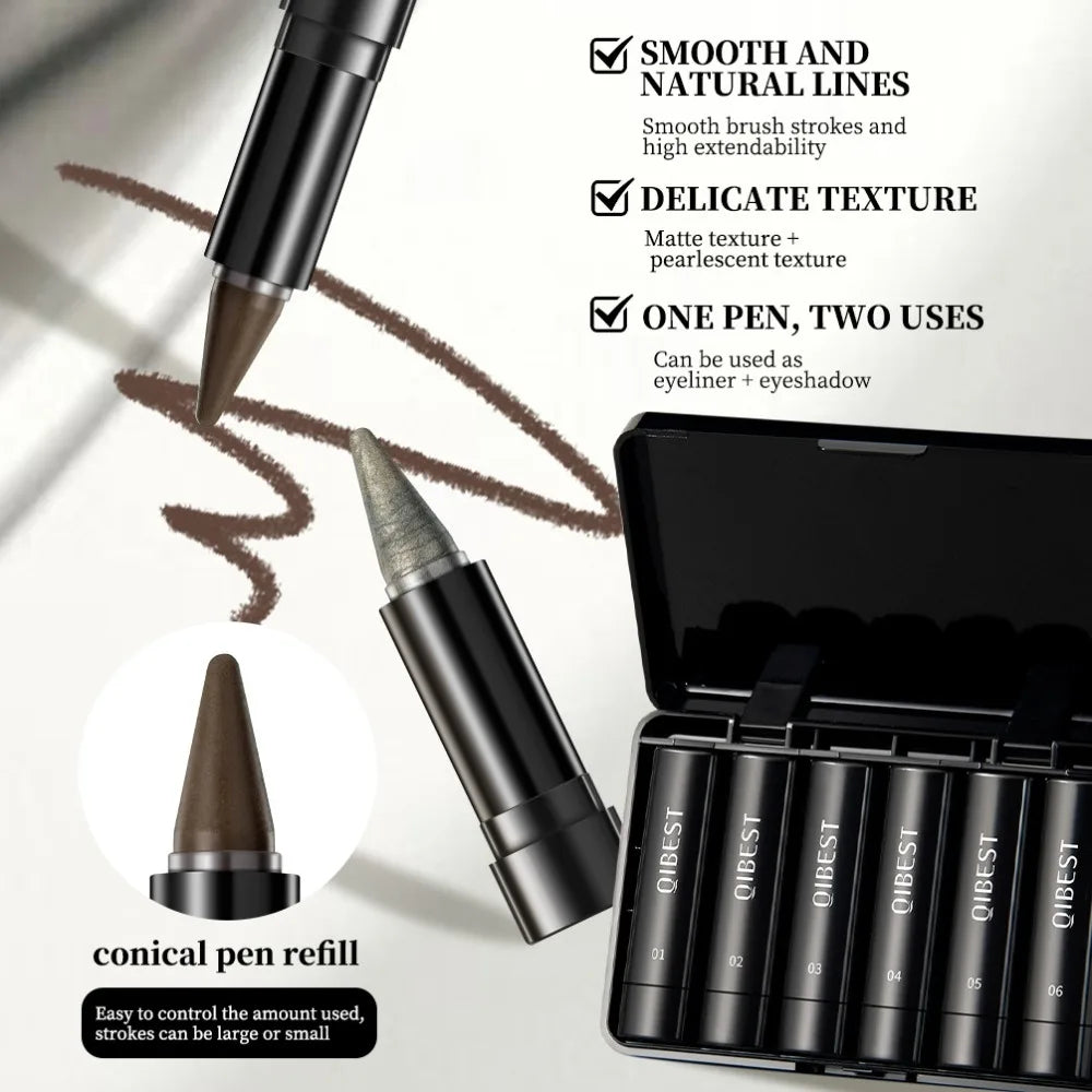 6-Color Glitter Eyeliner Pen Set | Waterproof Matte Shimmer