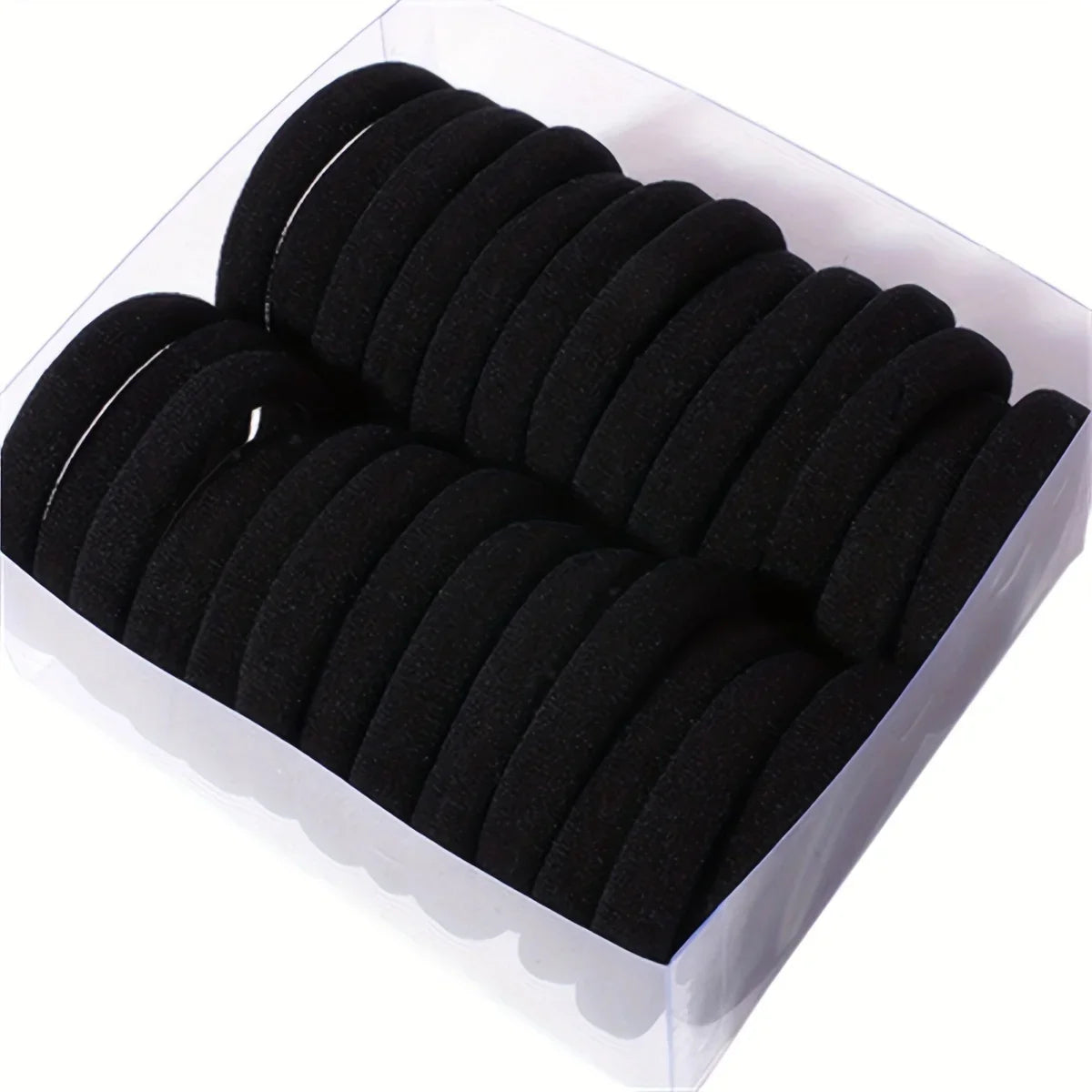 50-Pack Black Seamless Elastic Hair Bands – 4cm Women's Ties