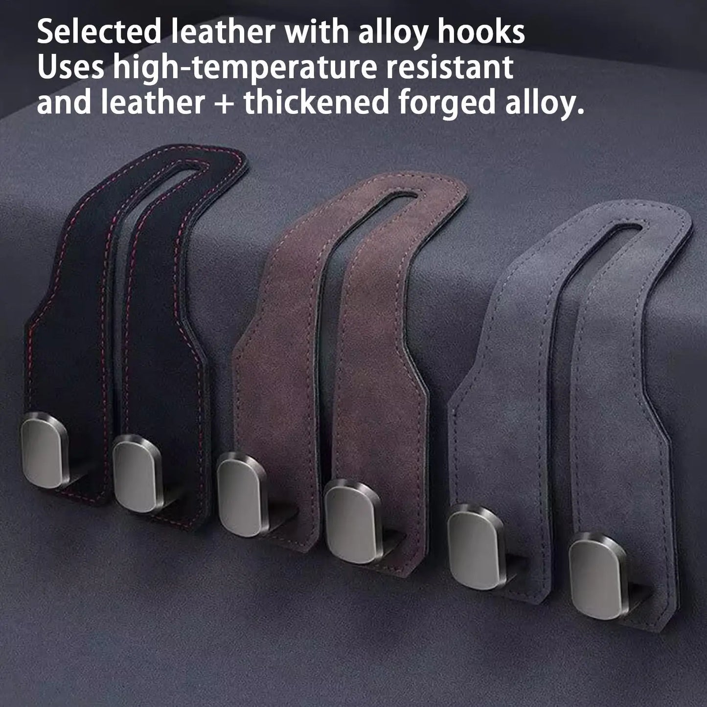 Car Headrest Hook Hanger – Adjustable PU Leather Bag Organizer