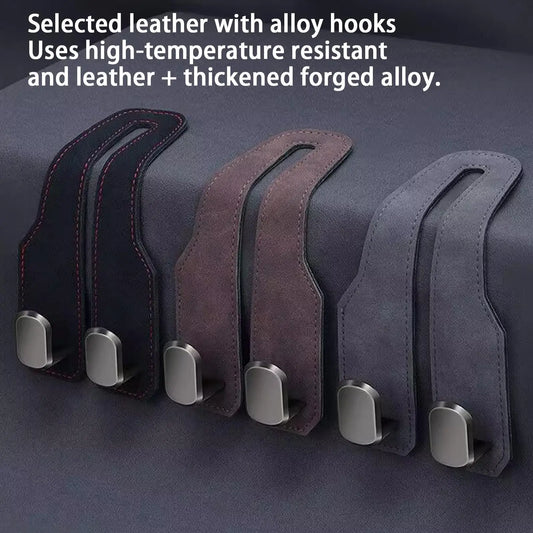 Car Headrest Hook Hanger – Adjustable PU Leather Bag Organizer Car Seat Hook Oasis Select