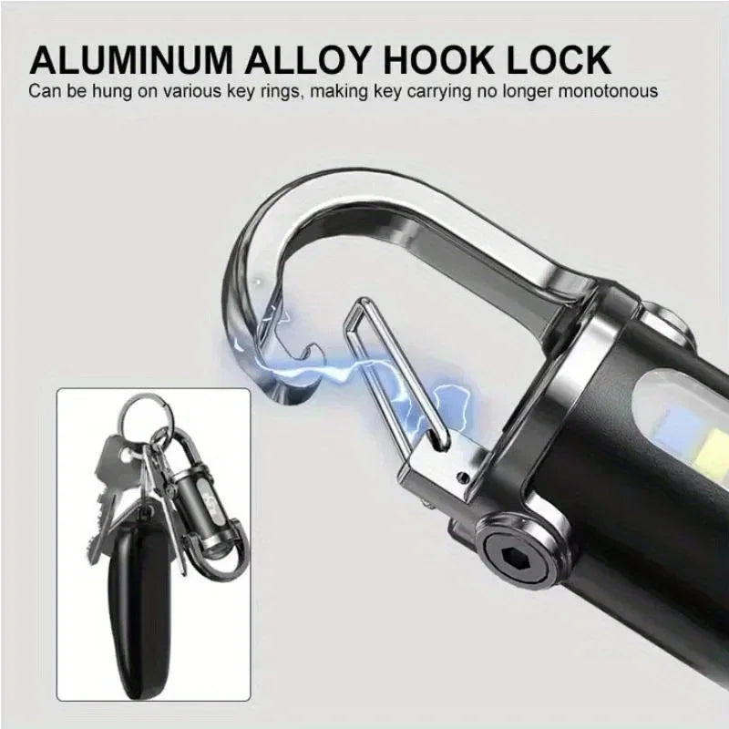 Mini COB LED Keychain Flashlight | USB-C Rechargeable, 6 Modes