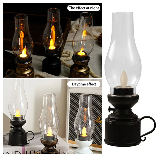 Vintage Flameless LED Oil Lamp | Antique Kerosene Décor Decorative Table Lamp Oasis Select Copper