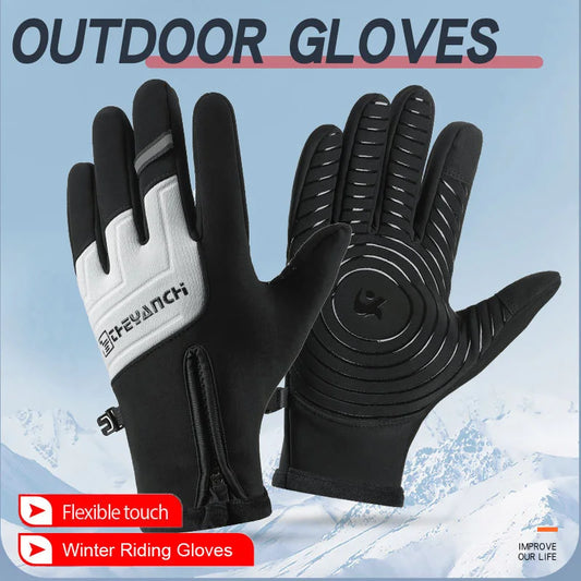 1 Pair Men's Winter Thermal Riding Gloves - Windproof Touchscreen Warm Gloves for Cycling, Skiing, Driving, Motorcycle Gloves Peaceful Pleasures Health and Wellness