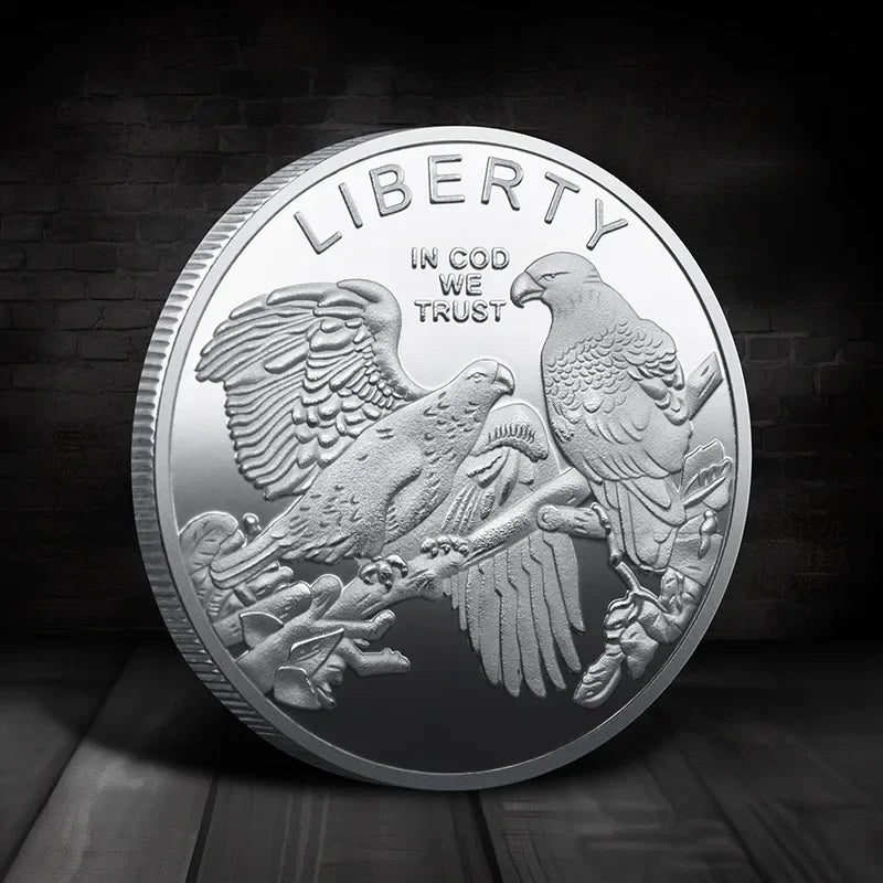 Souvenir Coin American Eagle of Liberty Commemorative Coin Double Eagle Lucky Gold Silver Coin Commemorative Medal Peaceful Pleasures Health and Wellness