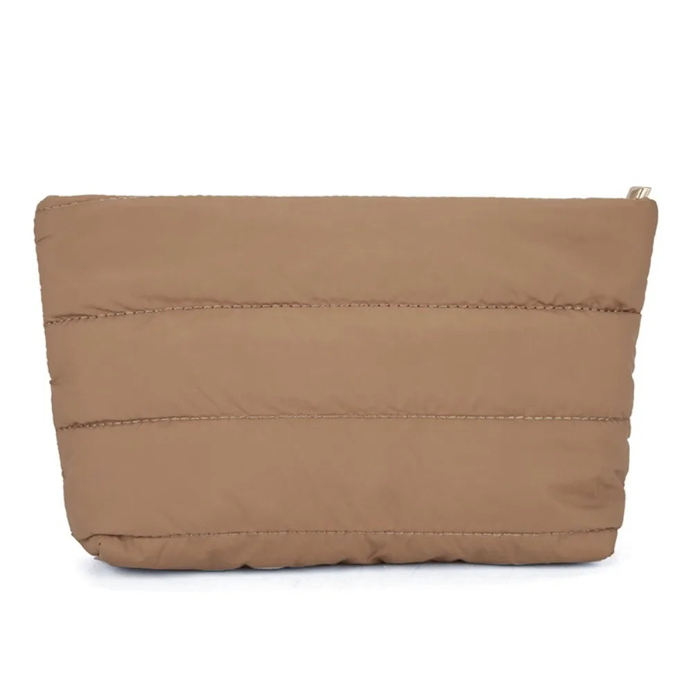 Quilted Cosmetic Bag – Large Travel Makeup Organizer with Zipper