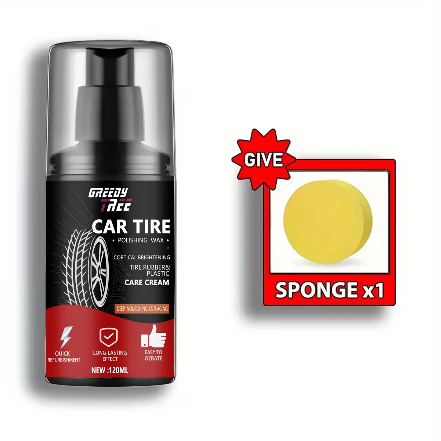 Pure Black Tire Wax – Rubber, Plastic & Leather Shine 120ml