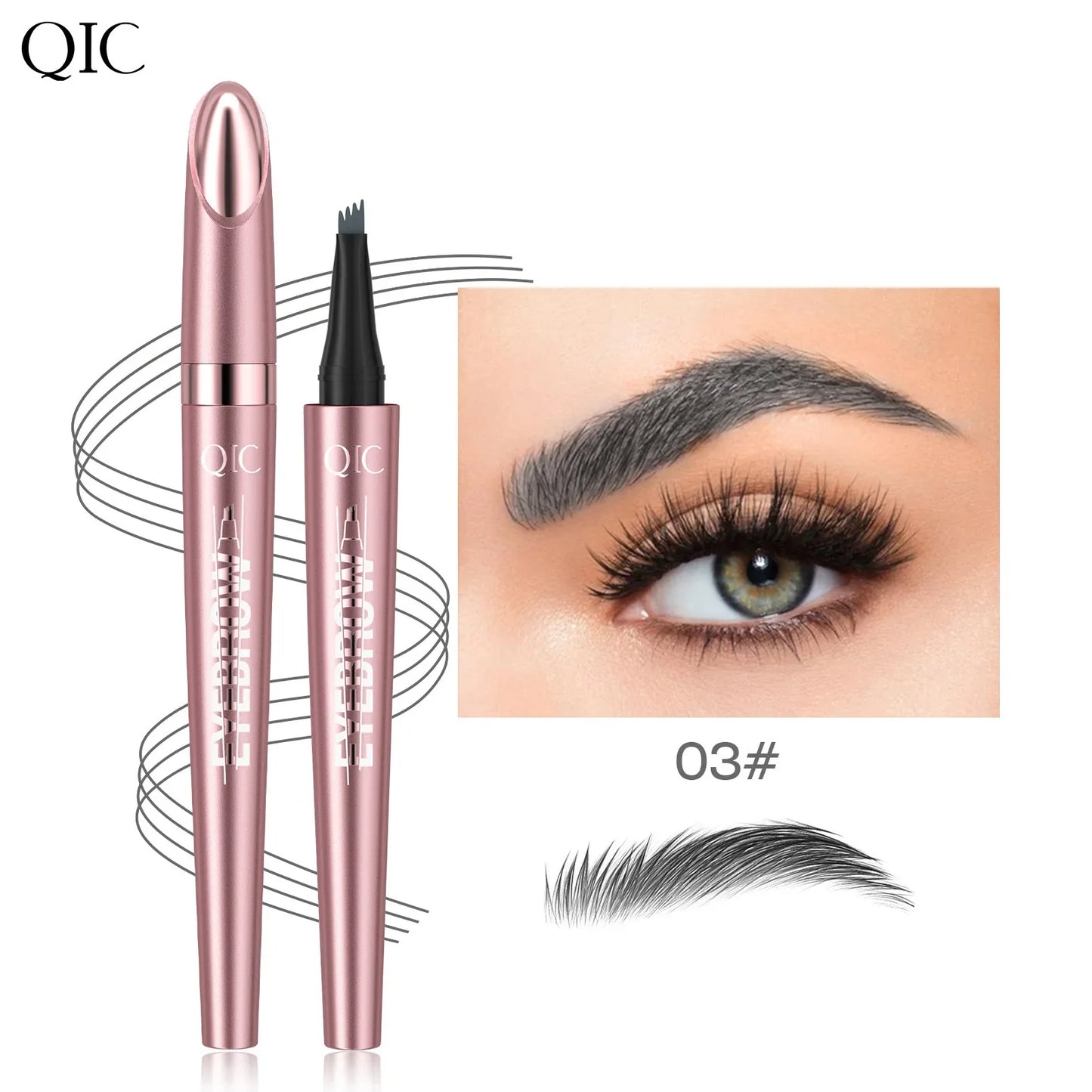 QIC 4-Claw Liquid Eyebrow Pen – 3D Microblading Brow Makeup